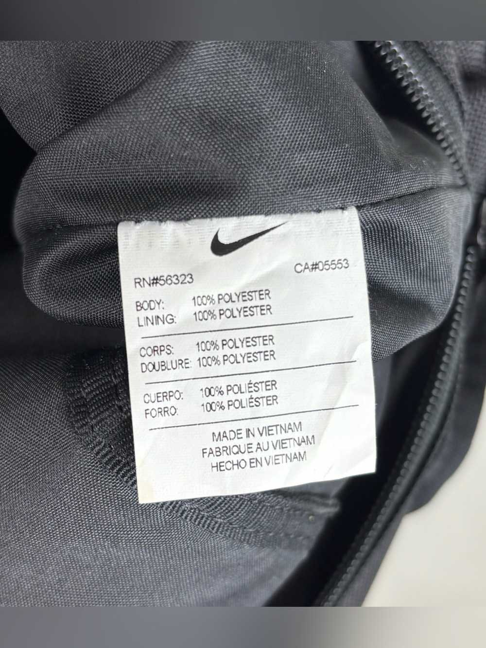 NIKE AF-1 RPM Black Military Loop Zip Top Tote Laptop Book Grocery Gym Carry Bag - Picture 7 of 8